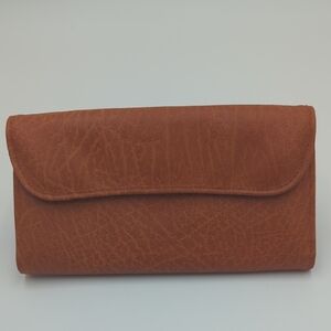 Vintage Centra Women's Wallet Checkbook Brown Genuine Leather Coin Purse New